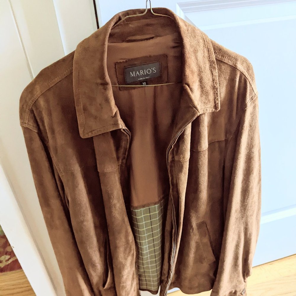 Mario's excellent used condition suede leather jacket light